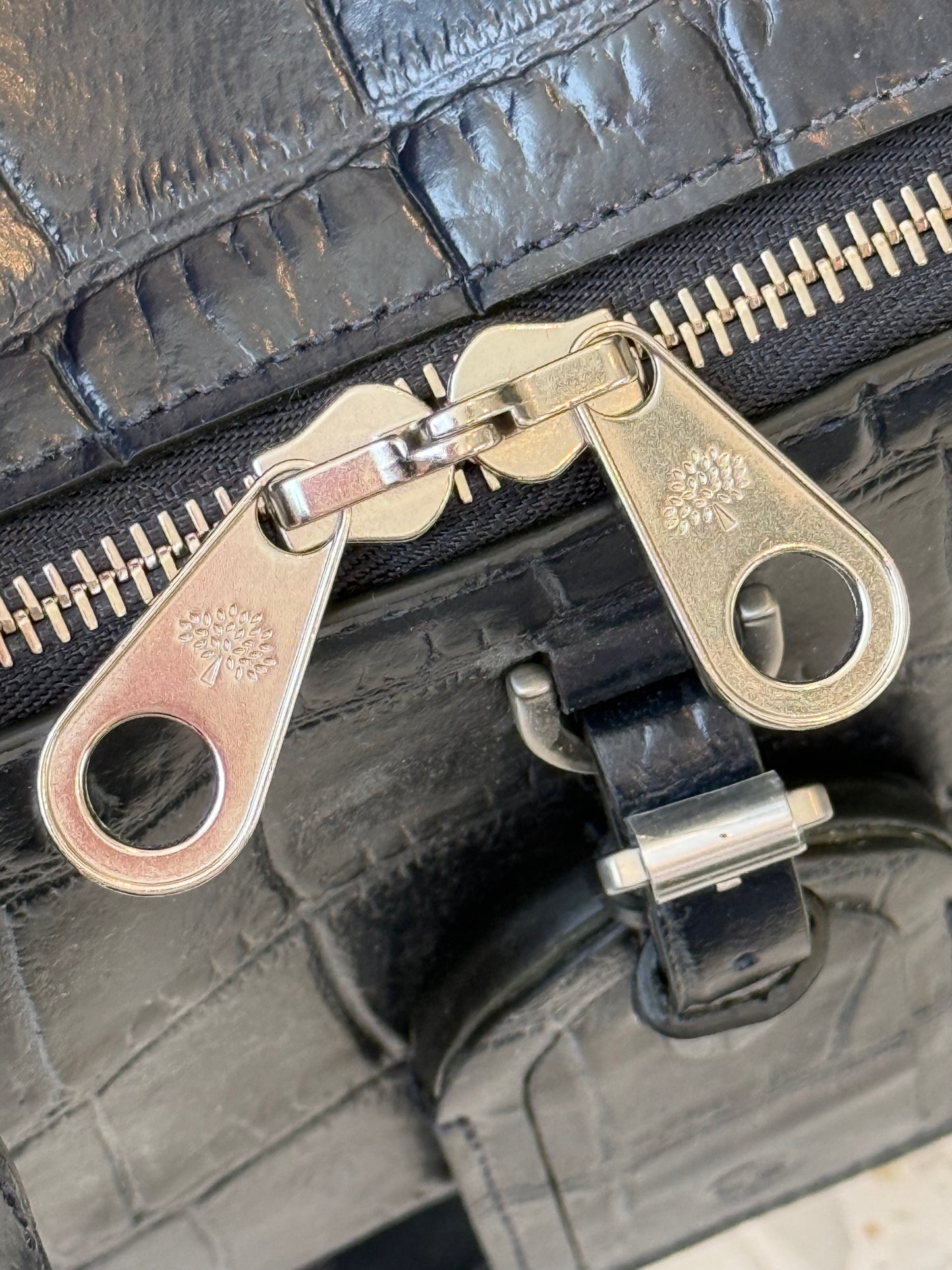 Mulberry Croc Embrossed Leather Heritage Clipper